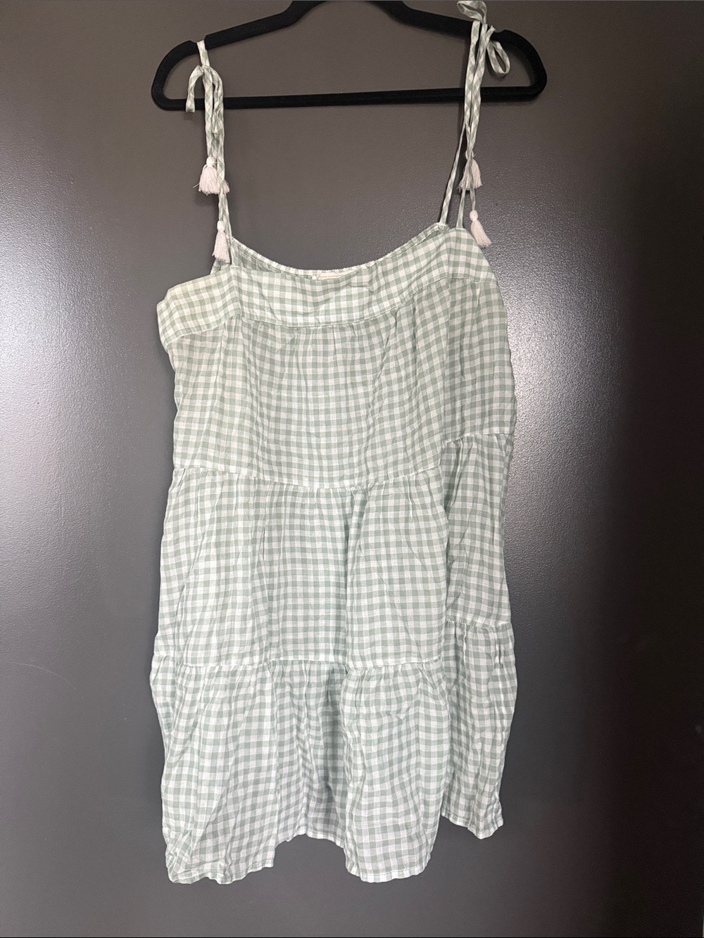 Abercrombie & Fitch Mini Dress in Light Sage Gingham